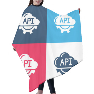Personality  Api Blue And Red Four Color Minimal Icon Set Hair Cutting Cape