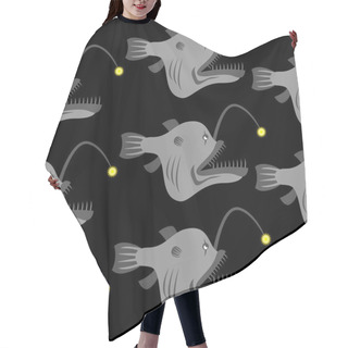 Personality  Deep-sea Anglerfish Seamless Pattern. Vector Background Fish Mon Hair Cutting Cape