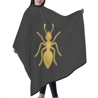 Personality  Ant Gold Plated Metalic Icon Or Logo Vector Hair Cutting Cape