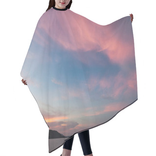 Personality  Beautiful Sunset Seascape Under Pink Cloudy Sky Hair Cutting Cape
