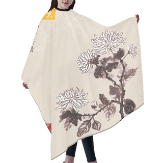 Personality  Traditional Oriental Ink Chrysanthemum Flowers Hair Cutting Cape