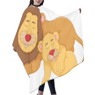 Personality  Cute Lion Cartoon Sleeping With Her Baby Hair Cutting Cape