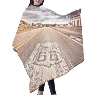 Personality  An Old Route 66 Shield Painted On Road Hair Cutting Cape
