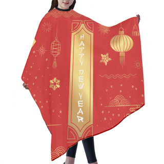 Personality  Traditional Chinese Vector Greeting Card. Oriental Background. Hair Cutting Cape