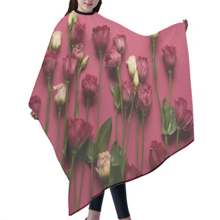 Personality  Blooming Flowers With Green Leaves On Ruby Background  Hair Cutting Cape