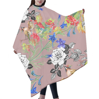 Personality  Birds With Colorful Flowers Hair Cutting Cape