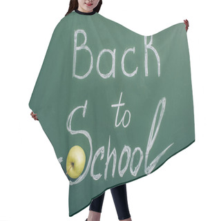 Personality  Top View Of Ripe Apple Near Back To School Lettering On Green Chalkboard Hair Cutting Cape