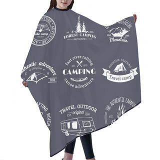 Personality  Set Of Vintage Camping Logo Hair Cutting Cape