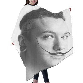 Personality  White Guy With Mustache Depicts Salvador Dali Hair Cutting Cape