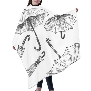 Personality  Drawing Set Of Umbrellas. Umbrellas From A Rain, Female Umbrella Hair Cutting Cape