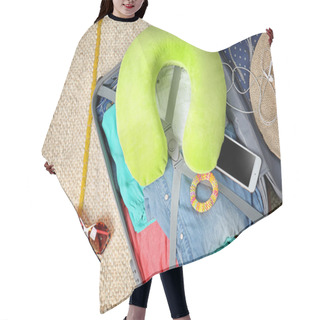 Personality  Suitcase With Different Things Hair Cutting Cape