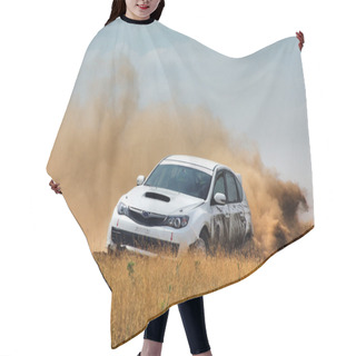 Personality  Wite Dirt Race Car On Road Hair Cutting Cape