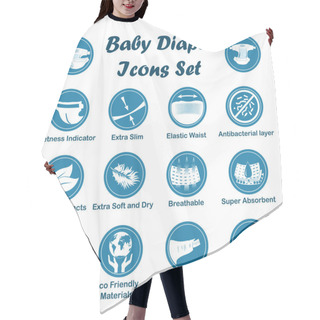 Personality  Diaper Characteristics Icons. Vector Set Hair Cutting Cape