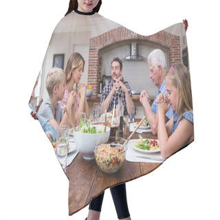 Personality  Family Praying Before Having Meal Hair Cutting Cape