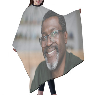 Personality  Mature African American Man In Bar Hair Cutting Cape