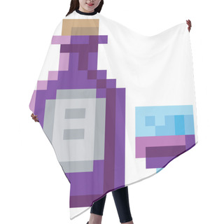 Personality  Wine Bottle And Glass 8 Bit Icon In A Pixel 8 Bit Video Game Art Style Hair Cutting Cape