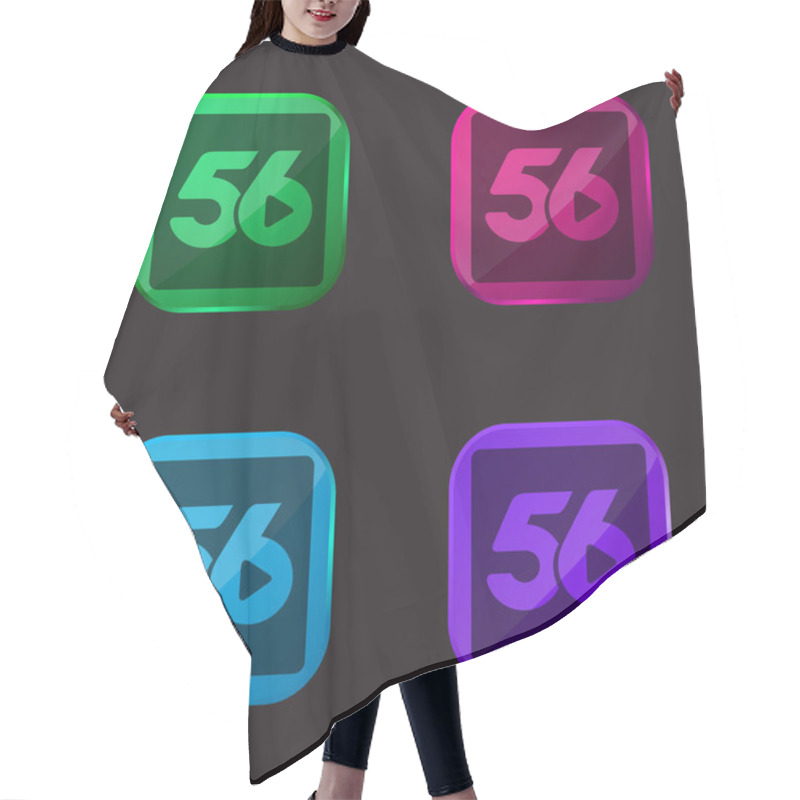 Personality  56 Social Logo Four Color Glass Button Icon Hair Cutting Cape