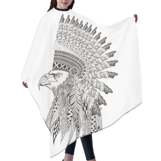 Personality  Zentangle Stylized Head Of Eagle In Feathered War Bannet. Hand D Hair Cutting Cape
