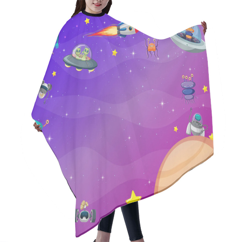 Personality  A Banner Outer Space Scence Background Illustration Hair Cutting Cape