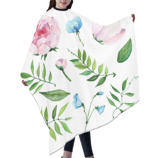 Personality  Sweet Pea,peony, Handmade,Colorful Floral Collection With Watercolor, Set Of Floral Elements For Your Compositions, Flowers,flower With Stem Hair Cutting Cape