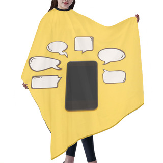 Personality  Smartphone And Blank Speech Bubbles Hair Cutting Cape