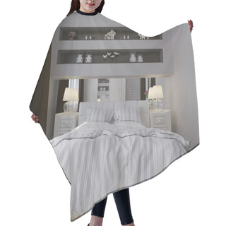 Personality  3D Render Of A White Bedroom In Classical Style Hair Cutting Cape
