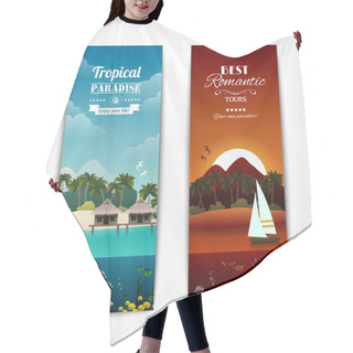 Personality  Tropical Island Vertical Banners Hair Cutting Cape