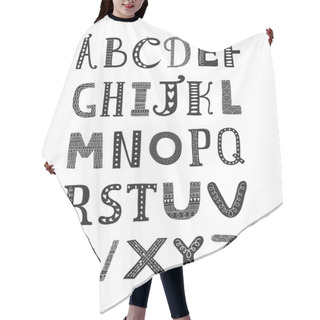 Personality  Vector Hand Drawn Alphabet Hair Cutting Cape