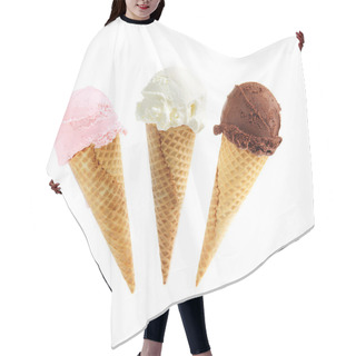 Personality  Assorted Ice Cream In Sugar Cones Isolated On White Background Hair Cutting Cape