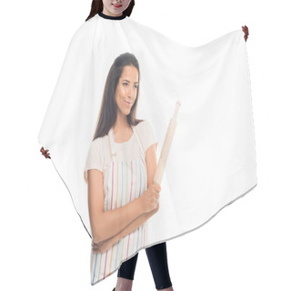 Personality  Young Housewife With Rolling Pin Hair Cutting Cape