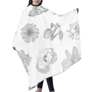 Personality  Seamless Pattern Of Different Flowers. Hair Cutting Cape