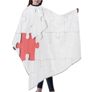 Personality  Top View Of White Incomplete Jigsaw Near Puzzle Piece  Hair Cutting Cape