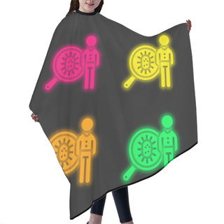 Personality  Bacteria Four Color Glowing Neon Vector Icon Hair Cutting Cape