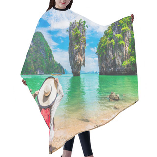 Personality  Stunning Amazed Nature Scenic Landscape With Traveler Woman On B Hair Cutting Cape