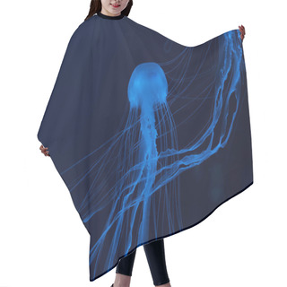 Personality  Jellyfishes In Blue Neon Light On Dark Background Hair Cutting Cape