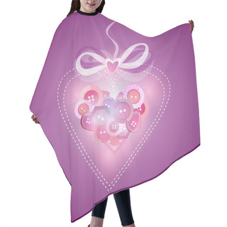 Personality  Pink Heart Filled With Buttons - Vector Illustration Hair Cutting Cape