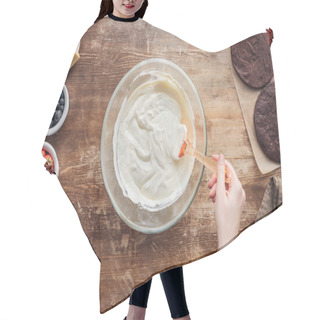 Personality  Partial View Of Woman Whipping Cream For Delicious Homemade Cake Hair Cutting Cape