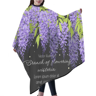 Personality   Vector Template Banner Bush Blooming Wisteria In Engraving Style Hair Cutting Cape