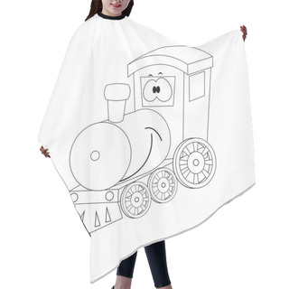 Personality  Colorless  Funny Cartoon Train. Vector Illustration. Coloring Pa Hair Cutting Cape