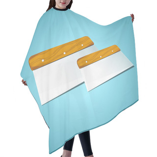 Personality  Spatula On A Blue Background, Vector Hair Cutting Cape