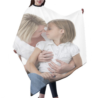 Personality  Three Quarter Length Image Of Mother And Daughter Hair Cutting Cape