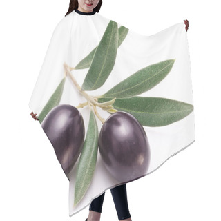 Personality  Ripe Black Olives With Leaves. Hair Cutting Cape