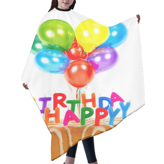Personality  Birthday Cake With Candles And Colorful Balloons Hair Cutting Cape