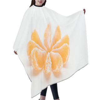 Personality  Ripe Orange Tangerine Slices Arranged In Circle On White Background Hair Cutting Cape