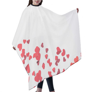 Personality  Top View Of Red Hearts Scattered On White Background Hair Cutting Cape