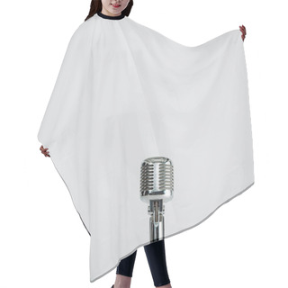 Personality  Vintage Microphone Isolated On Grey With Copy Space  Hair Cutting Cape