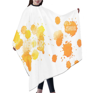Personality  Colorful Abstract Hand Drawn Watercolour Aquarelle Yellow Orange Art Drop Splatter Stain Paint On White Background Hair Cutting Cape