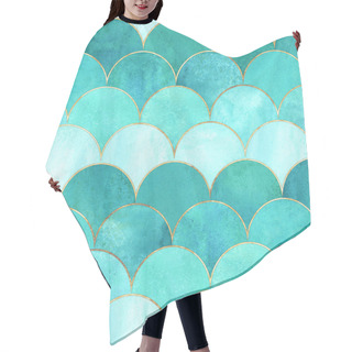 Personality  Mermaid Fish Scale Wave Japanese Seamless Pattern Hair Cutting Cape