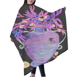 Personality  Watercolor Hand Painted Olives Arrangement And Amphora Hair Cutting Cape