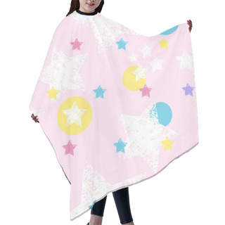 Personality  Seamless Pattern With Colorful Stars. Grunge Stars Vector Hair Cutting Cape